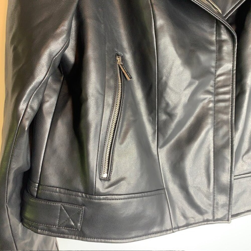 Michael Kors Women's Vegan Leather Moto Jacket Black Size Large NWT - Picture 8 of 14